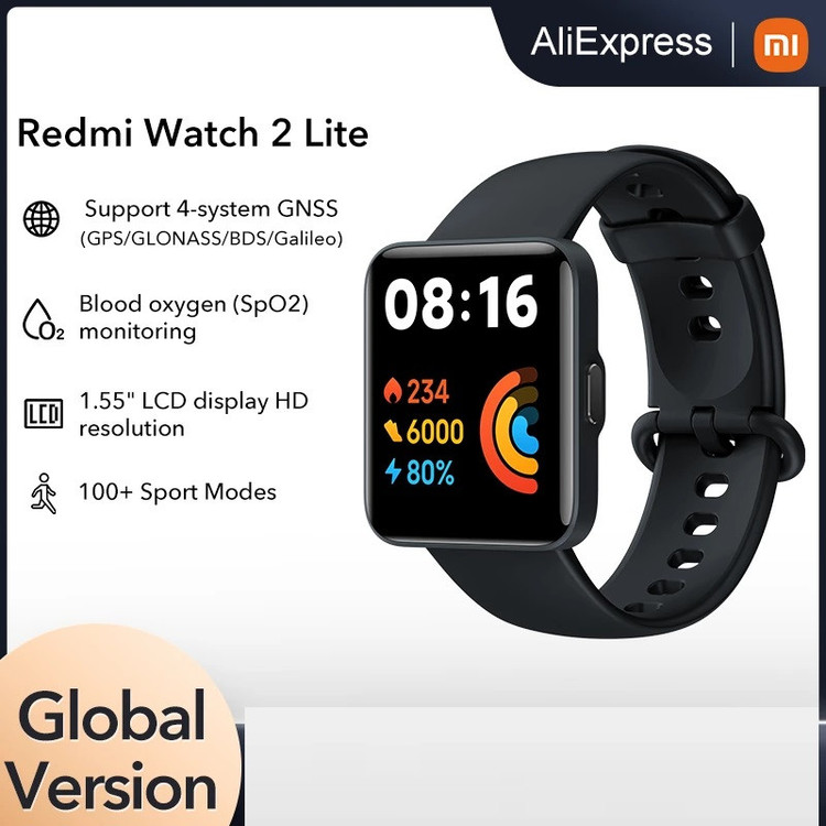 ساعت هوشمند شیائومی مدل SUS 5D Screen Protector Film Voor Redmi Horloge 2 Lite بند سلیکونی