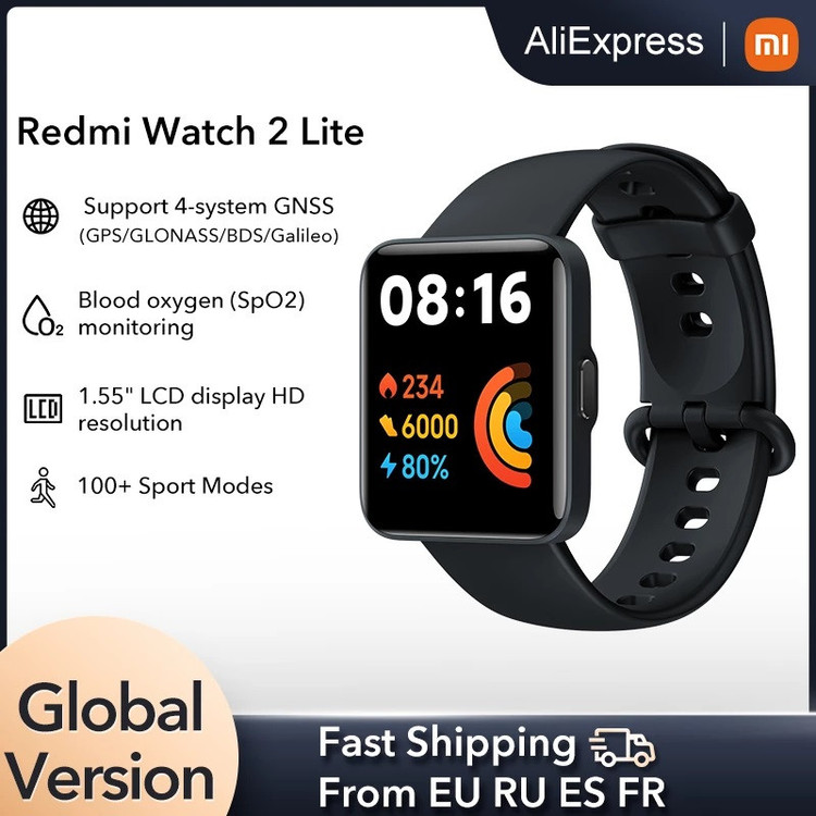 ساعت هوشمند شیائومی مدل SUS 5D Screen Protector Film Voor Redmi Horloge 2 Lite بند سلیکونی