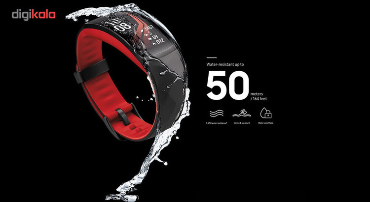 مچ بند هوشمند سامسونگ مدل Gear Fit 2 Pro Red سایز mm 125-165