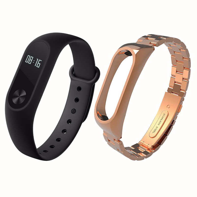 مچ بند هوشمند شیائومی مدل Mi Band 2 به همراه بند Stainless Steel سایز mm 158-205