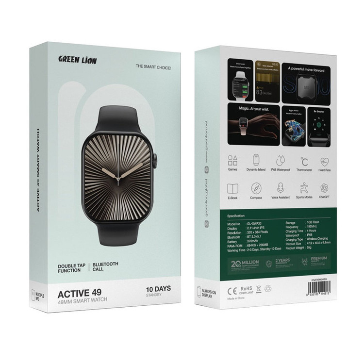 ساعت هوشمند 44 میلی متری گرین لاین مدل HND ACTIVE 49 با بند سیلیکون