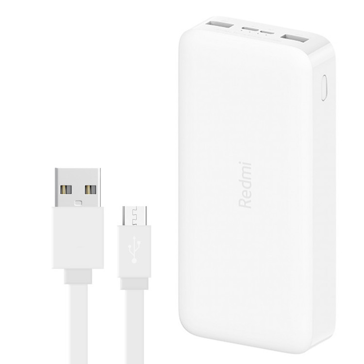 پاوربانک 18 وات شیائومی مدل Redmi ظرفیت 20000 میلی آمپرساعت به همراه کابل تبدیل microUSB