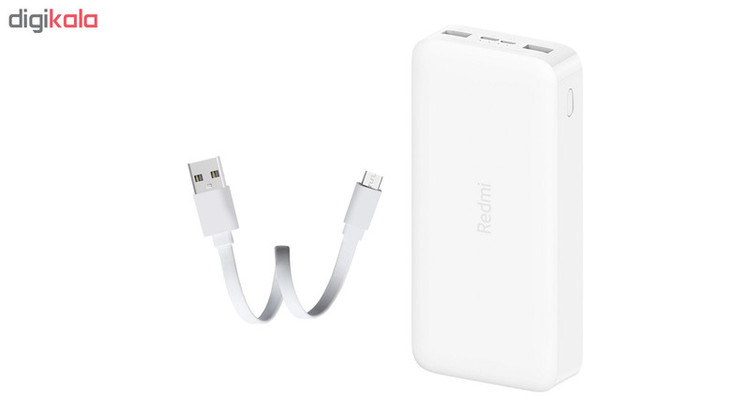 پاوربانک 18 وات شیائومی مدل Redmi ظرفیت 20000 میلی آمپرساعت به همراه کابل تبدیل microUSB