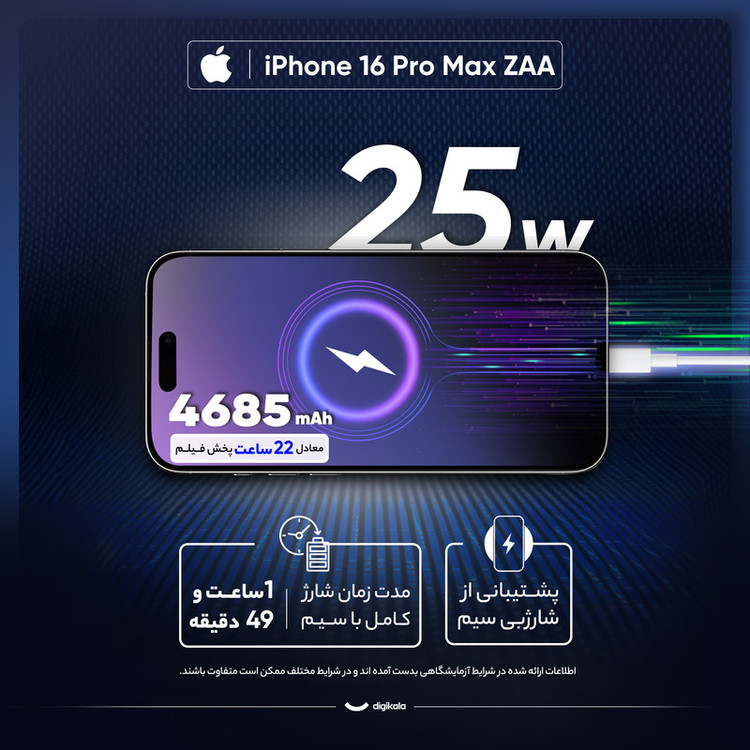 گوشی موبایل اپل مدل iPhone 16 Pro Max ZAA دو سیم کارت ظرفیت 128 گیگابایت و رم 8 گیگابایت - رجیستر شده