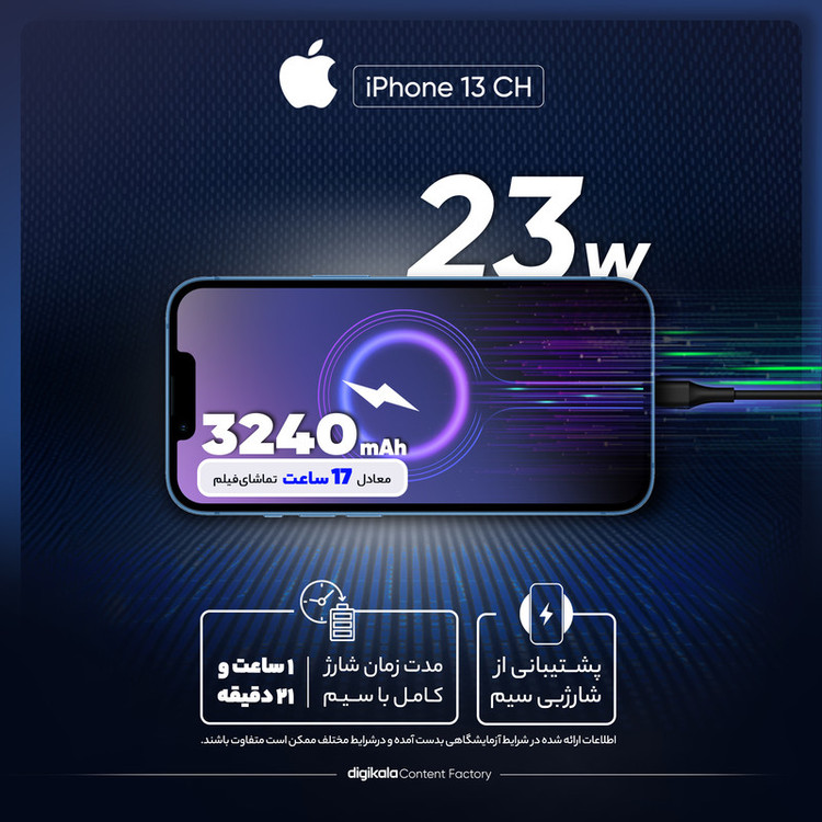 گوشی موبایل اپل مدل iPhone 13 CH دو سیم کارت ظرفیت 128 گیگابایت و رم 4 گیگابایت - نات اکتیو - به همراه بسته اینترنت 100 گیگابایتی یک ماهه همراه اول