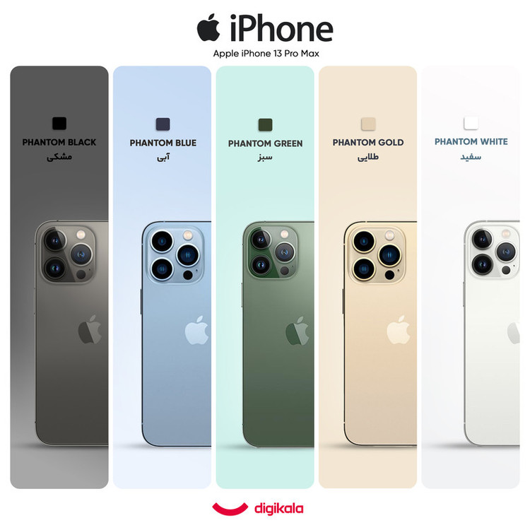 گوشی موبایل اپل مدل iPhone 13 Pro Max ZDA تک سیم کارت ظرفیت 512 گیگابایت و رم 6 گیگابایت - نات اکتیو - پارت نامبر F