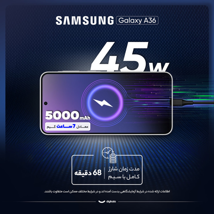 گوشی موبایل سامسونگ مدل Galaxy A36 دو سیم کارت ظرفیت 128 گیگابایت و رم 8 گیگابایت