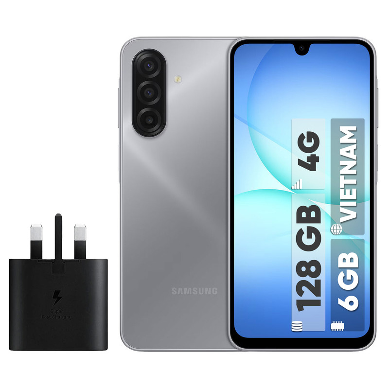 گوشی موبایل سامسونگ مدل Galaxy A17 4G دو سیم کارت ظرفیت 128 گیگابایت و رم 6 گیگابایت - ویتنام - به همراه شارژر 25 وات سامسونگ
