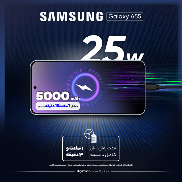 گوشی موبایل سامسونگ مدل Galaxy A55 دو سیم کارت ظرفیت 128 گیگابایت و رم 8 گیگابایت