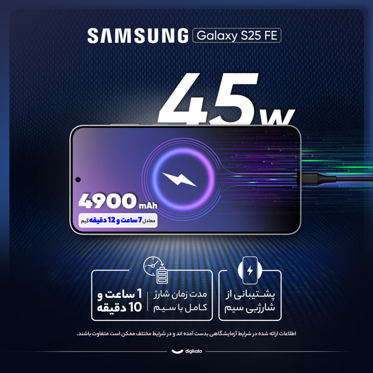 گوشی موبایل سامسونگ مدل Galaxy S25 FE دو سیم کارت ظرفیت 256 گیگابایت و رم 8 گیگابایت - ویتنام - به همراه شارژ 65 وات سه پورت سامسونگ