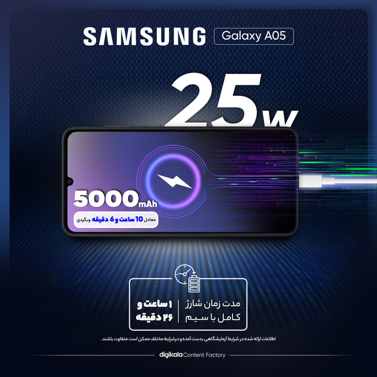 گوشی موبایل سامسونگ مدل Galaxy A05 دو سیم کارت ظرفیت 128 گیگابایت و رم 4 گیگابایت