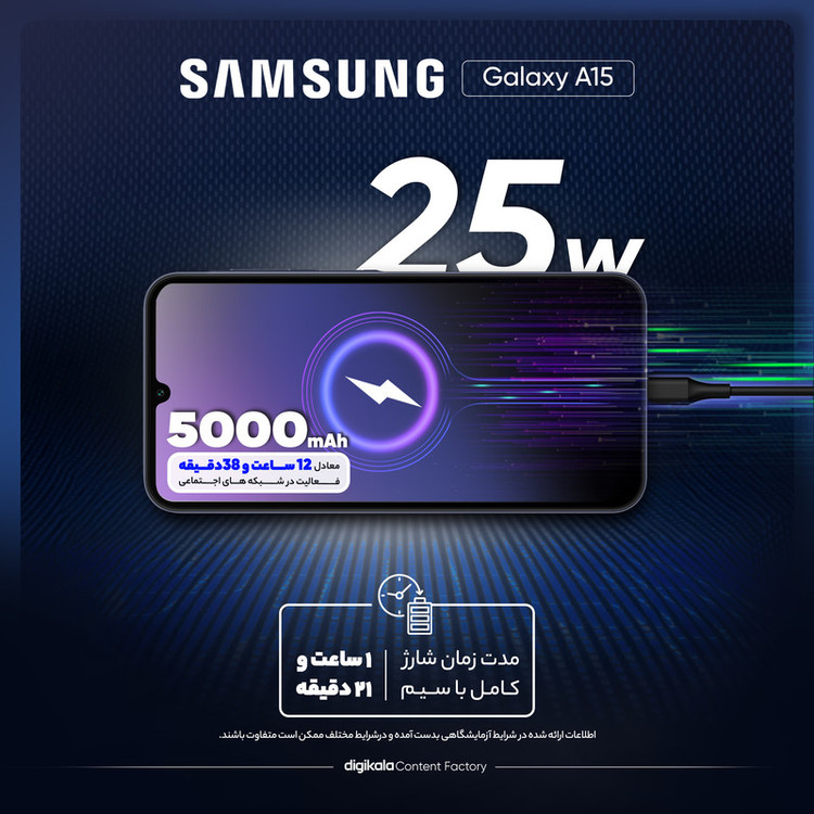 گوشی موبایل سامسونگ مدل Galaxy A15 دو سیم کارت ظرفیت 128 گیگابایت و رم 6 گیگابایت