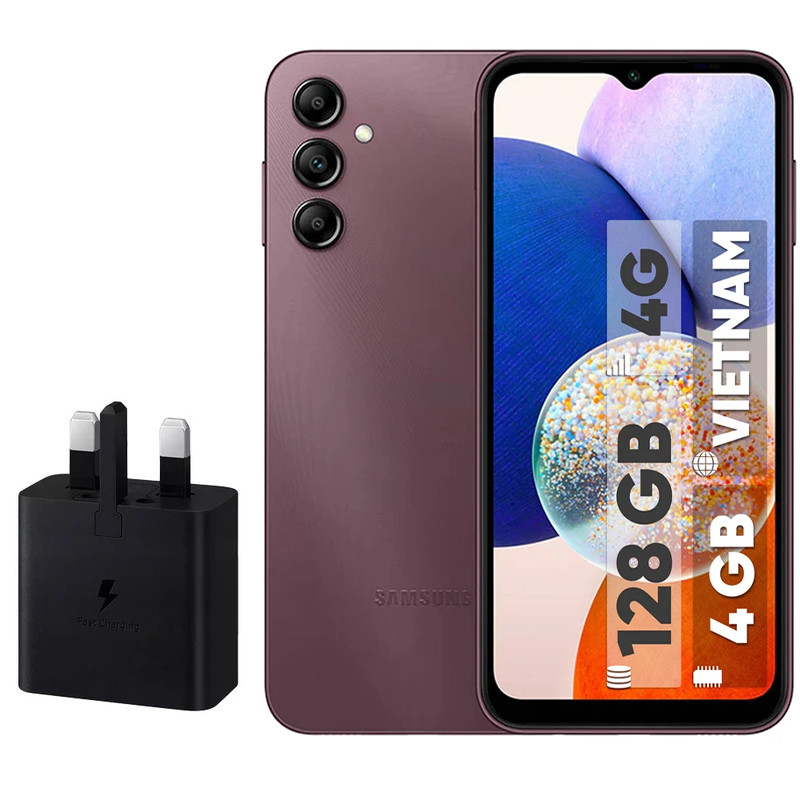 گوشی موبایل سامسونگ مدل Galaxy A14 دو سیم کارت ظرفیت 128 گیگابایت و رم 4 گیگابایت به همراه شارژر 15وات سامسونگ - ویتنام
