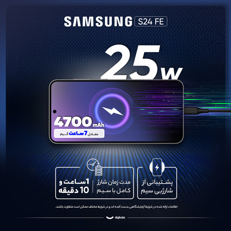 گوشی موبایل سامسونگ مدل S24 FE دو سیم کارت ظرفیت 256 گیگابایت و رم 8 گیگابایت - ویتنام - به همراه هدیه شارژر 45 واتی سامسونگ همراه با کابل تبدیل USB-C به طول 1.8 متر و محافظ صفحه نمایش