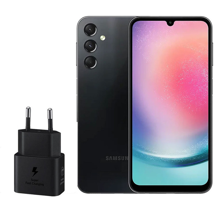گوشی موبایل سامسونگ مدل Galaxy A24 4G دو سیمکارت ظرفیت 128 گیگابایت رم 4 گیگابایت همراه با شارژر 25 وات