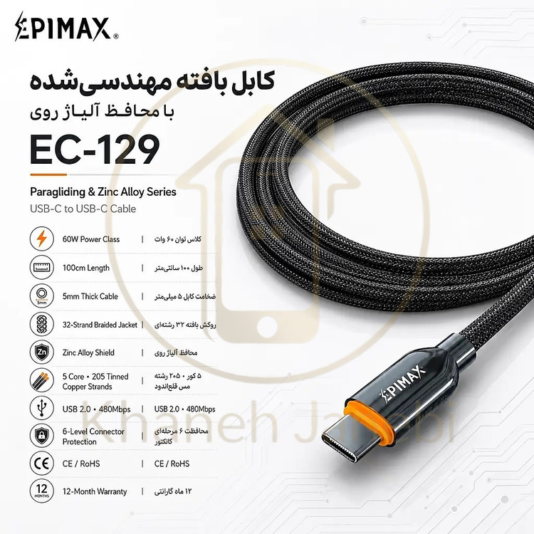 نمای نزدیک از شیلد Zinc Alloy و کیفیت ساخت کانکتور کابل اپیمکس EC-129