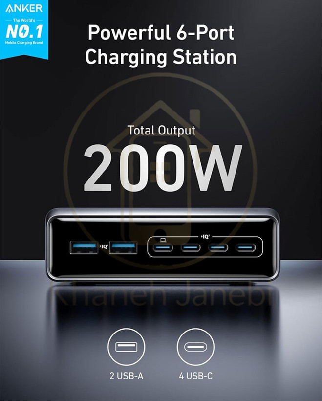 شارژر رومیزی انکر مدل ANKER Prime A2683 6 Ports 200W