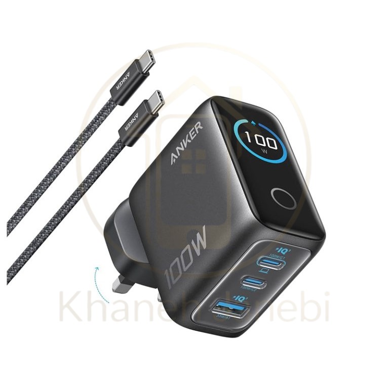 شارژر کامل انکر مدل ANKER B121B 3 Port 100W PD