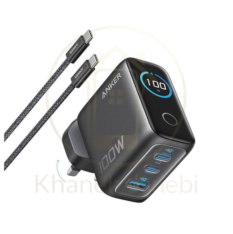 شارژر کامل انکر مدل ANKER B121B 3 Port 100W PD