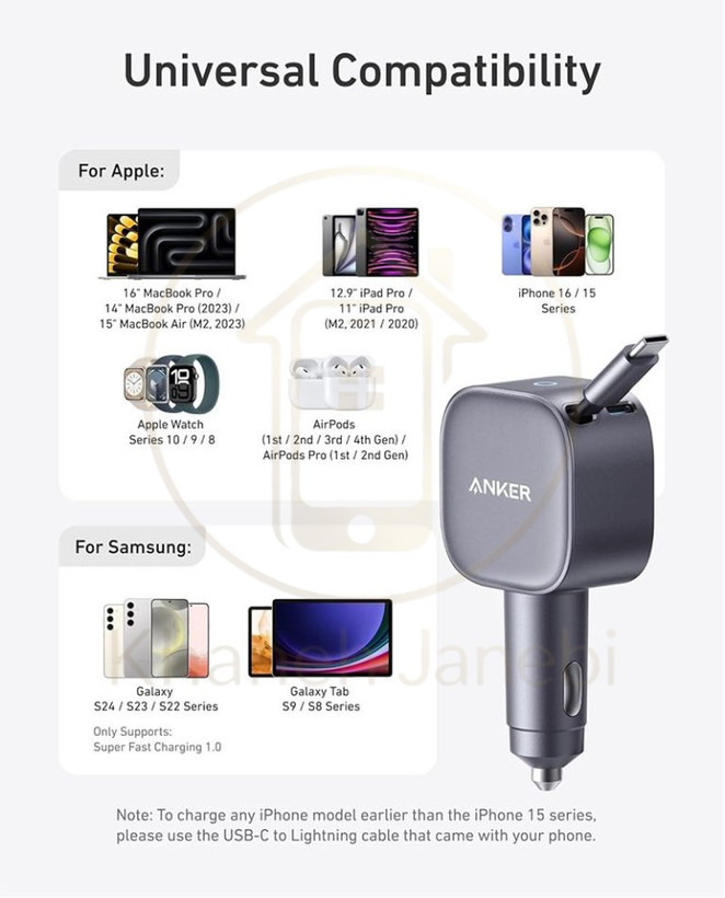 شارژر فندکی انکر مدل ANKER A2738HA2 75W