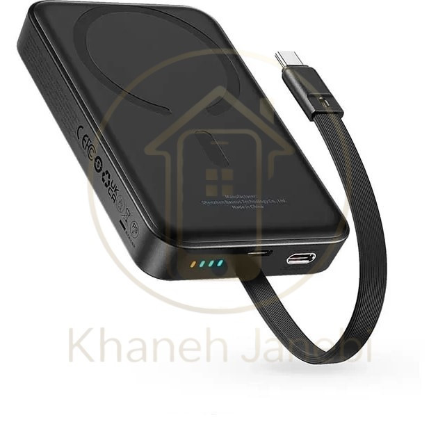 پاوربانک وایرلس 10000 مگنتی بیسوس Baseus P1002210B223 Magnetic Mini توان 30 وات با کابل Type C متصل