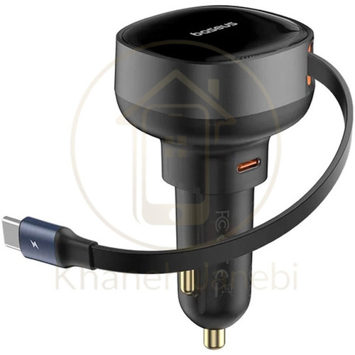 شارژر فندکی بیسوس Baseus cctxp-cc Enjoyment Pro C00057802111 توان 60 وات همراه با کابل جمع شونده