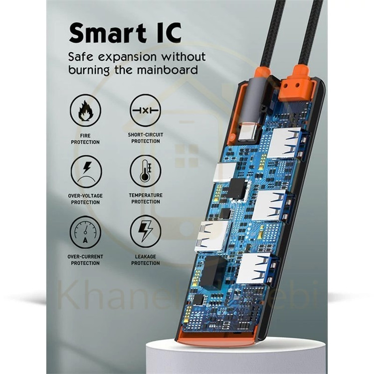 هاب 5 پورت تایپ سی الدینیو LDNIO DS-25U توان 100 وات