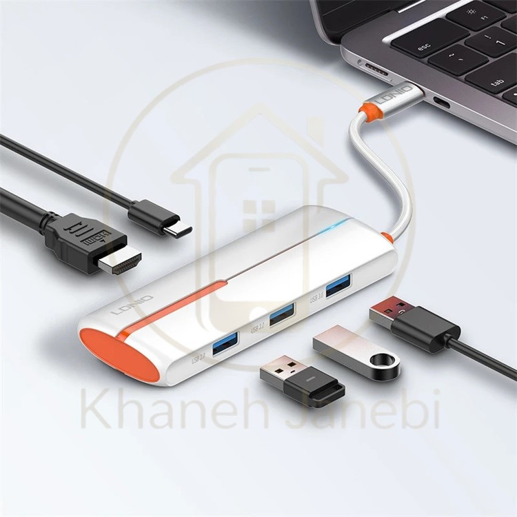 هاب 5 پورت تایپ سی الدینیو LDNIO DS-25H توان 100 وات
