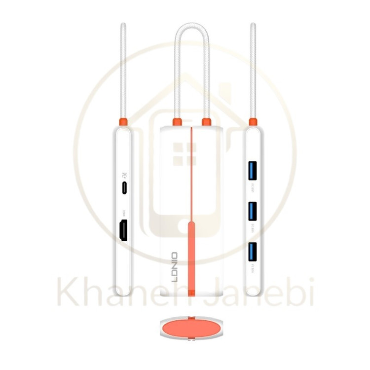 هاب 5 پورت تایپ سی الدینیو LDNIO DS-25H توان 100 وات