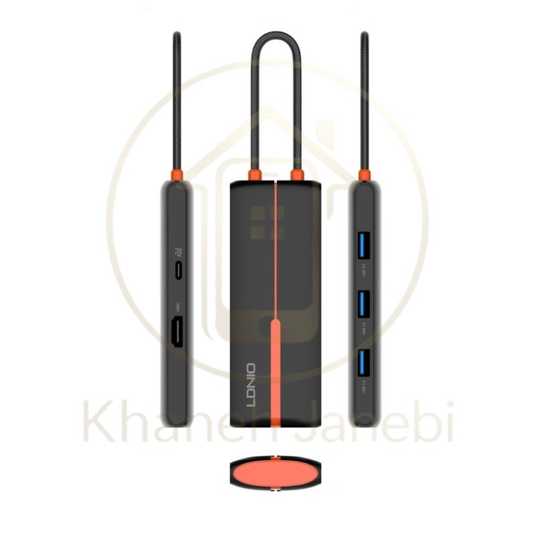 هاب 5 پورت تایپ سی الدینیو LDNIO DS-25H توان 100 وات