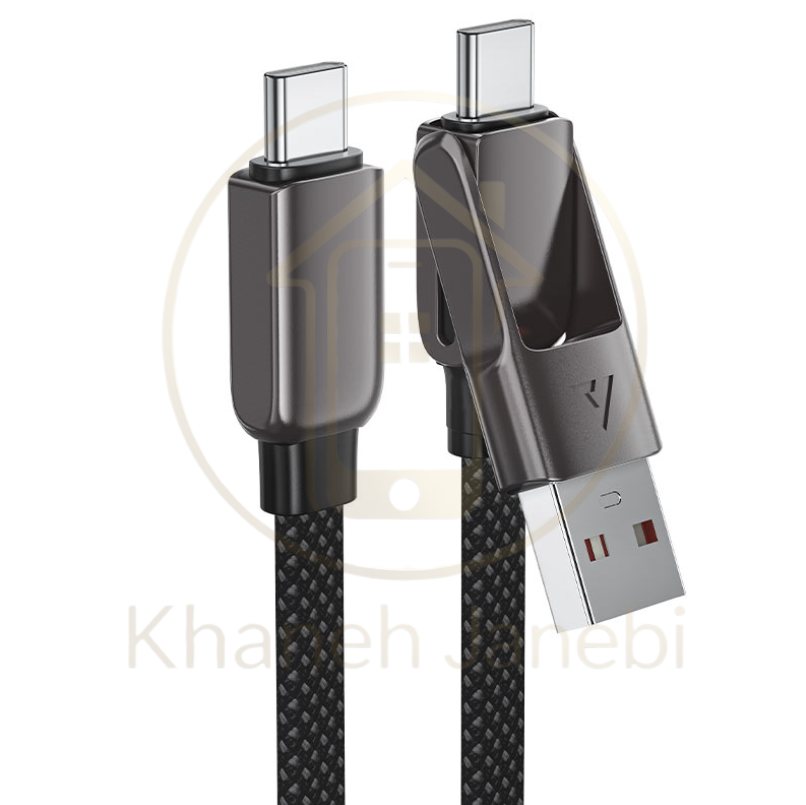 کابل دو سر Type-C و USB ایس فست ACEFAST C13-05 طول 20 سانتی‌متر توان 60 وات