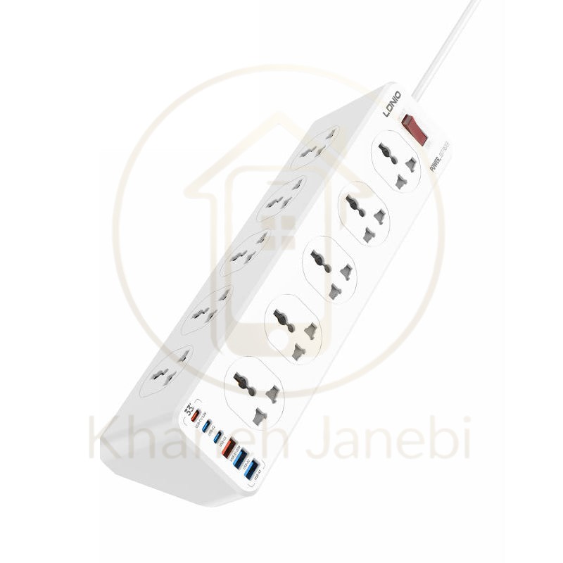 چند راهی برق و شارژر الدینیو LDNIO SC10610C دارای 6 پورت