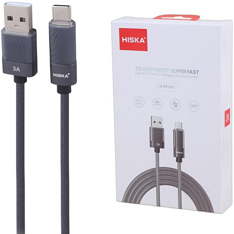 کابل تایپ سی فست شارژ 3 آمپر هیسکا LX-821AC طول 1 متر اورجینال