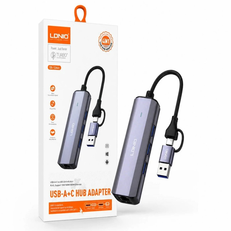 هاب 4 پورت تایپ سی الدینیو LDNIO Ds-124UC