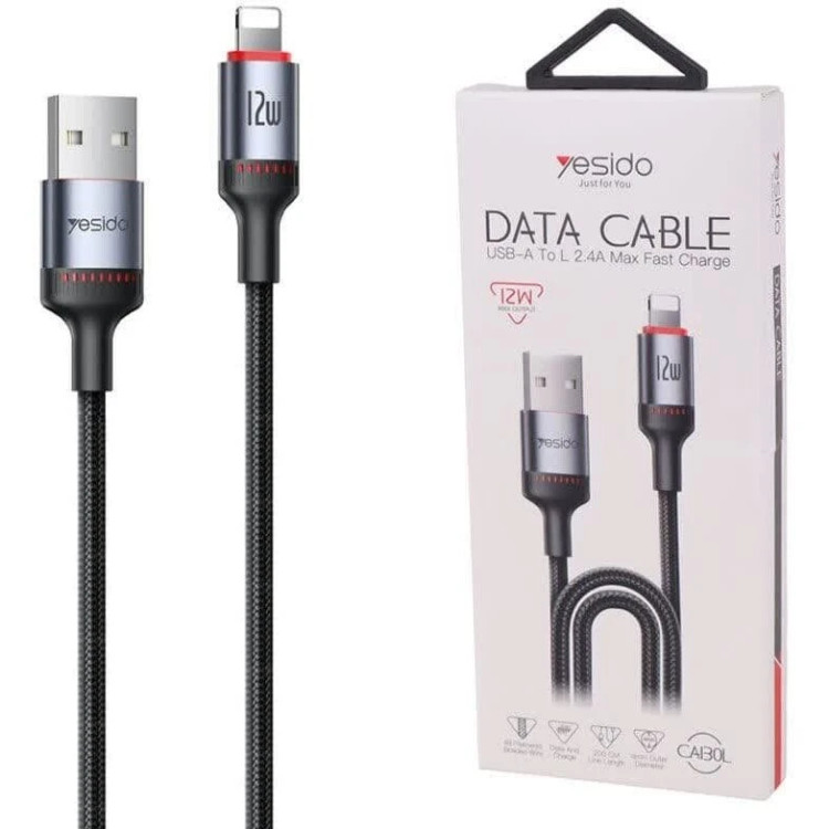 کابل تبدیل Lightning به USB یسیدو مدل DATA CABLE CA130L طول 2 متر