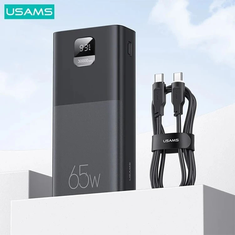 پاوربانک 30000 یوسمز USAMS US-CD185 توان 65 وات همراه با کابل