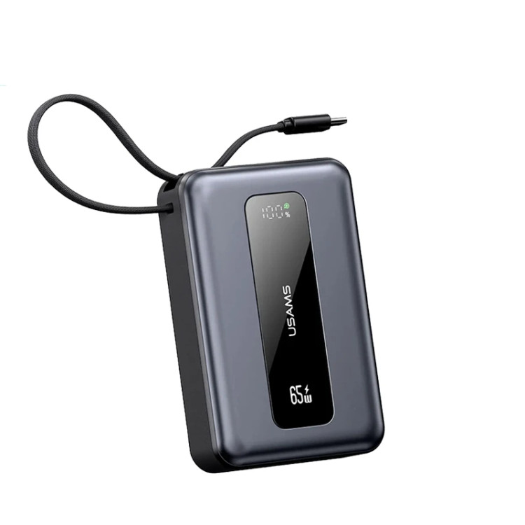 پاوربانک 20000 یوسمز USAMS CD243 توان 65 وات با کابل متصل