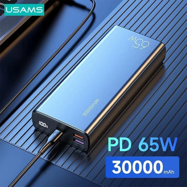 پاوربانک 30000 یوسمز USAMS US-CD165 توان 65 وات همراه با کابل