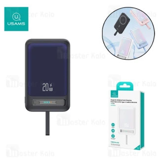 پاوربانک وایرلس 10000 مگنتی یوسمز USAMS CD219 توان 20 وات همراه با کابل متصل