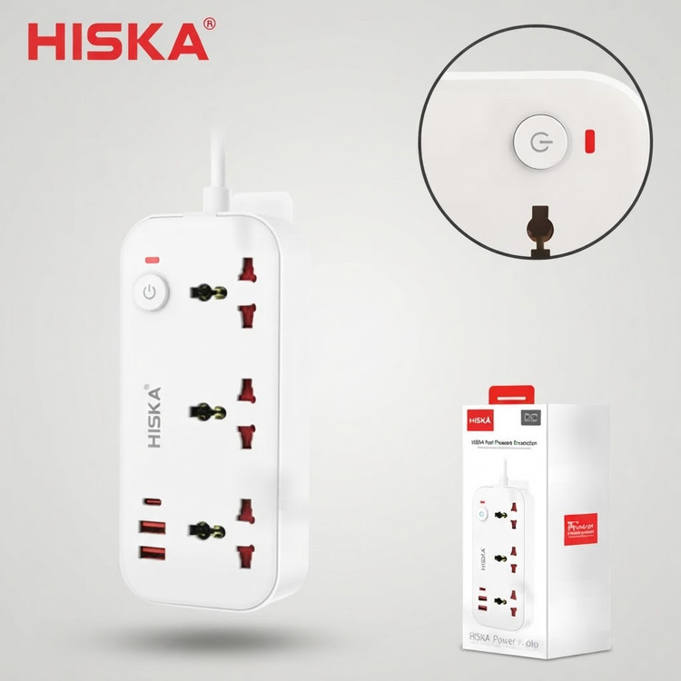 چند راهی برق و شارژر هیسکا Hiska CH-5511 دارای 3 پورت