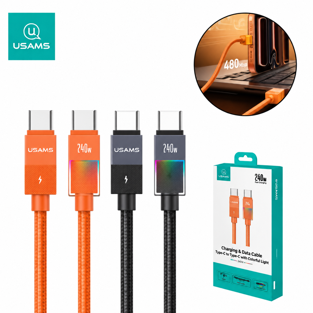 کابل Type C به Type C یوسمز Usams SJ775 طول 1.2 متر توان 240 وات