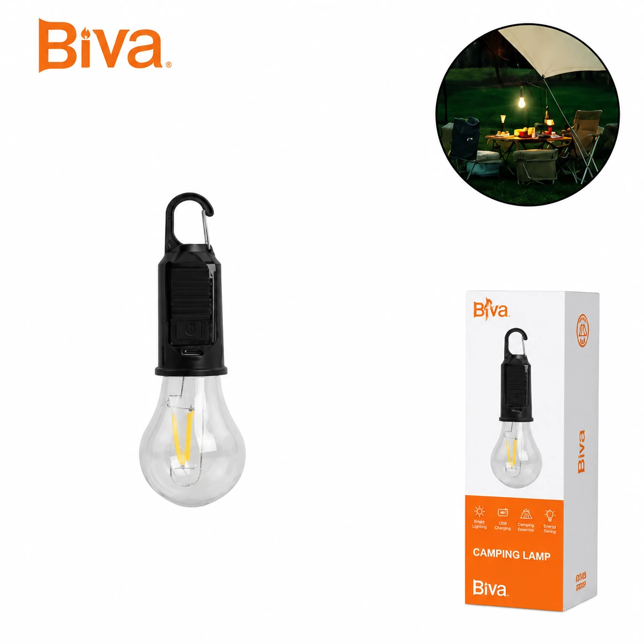 لامپ آویزدار شارژی بیوا Biva LED-07 5W Camping Lamp