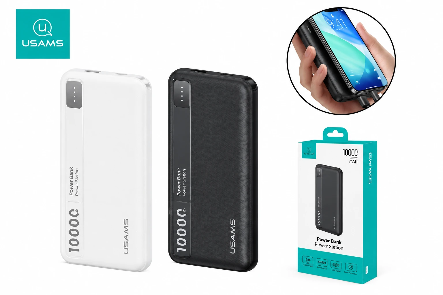 پاوربانک 10000 یوسمز USAMS CD262 توان 10 وات