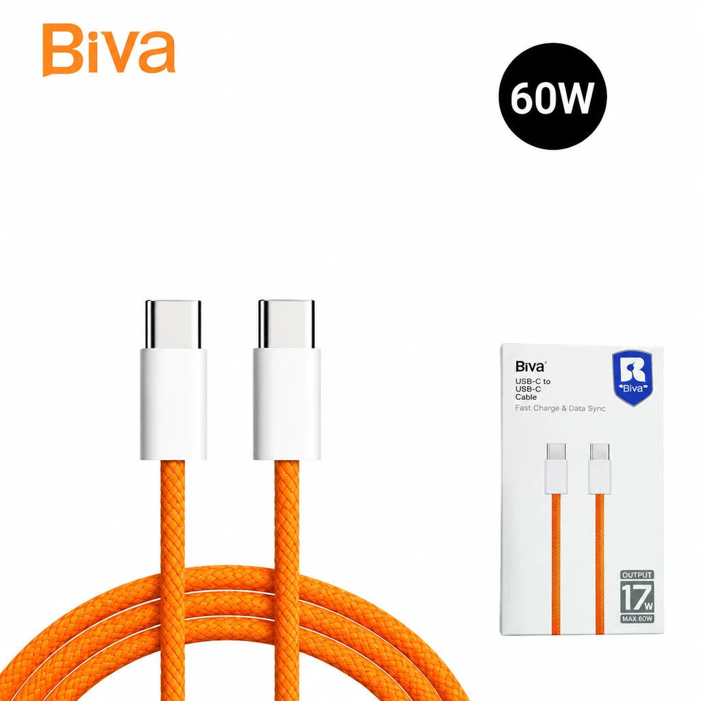 کابل Type C به Type C بیوا Biva USB C 17 Pro Max طول 1 متر توان 60 وات