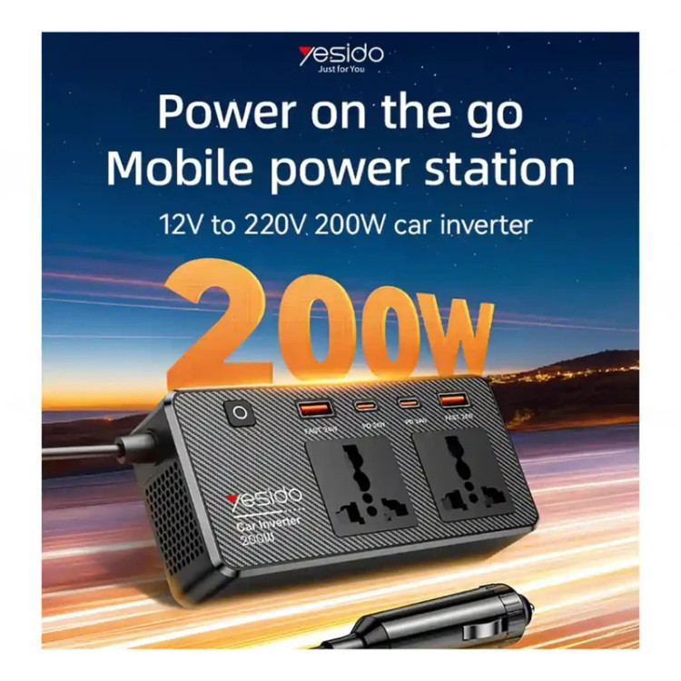 شارژر فندکی و چند راهی برق خودرو یسیدو Yesido VC07 توان 200 وات
