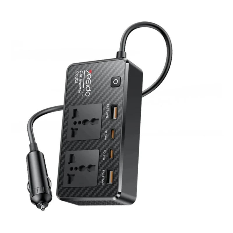 شارژر فندکی و چند راهی برق خودرو یسیدو Yesido VC07 توان 200 وات